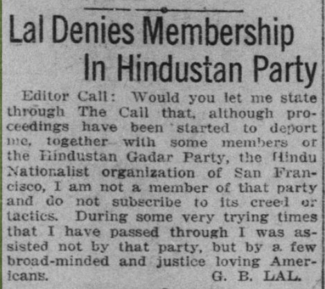 Gobind Bihari Lal denies membership in Hindustan Party
