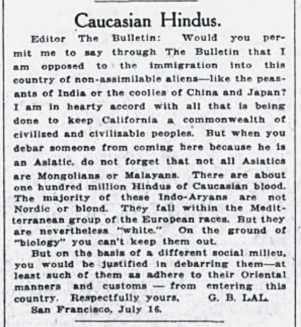 Gobind Behari Lal Racist Article