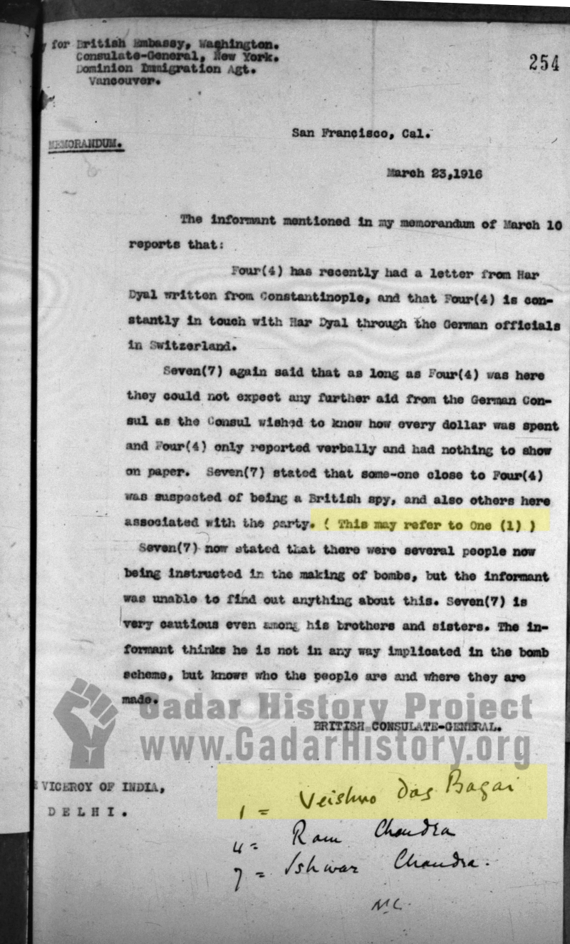 Vaishno Das Bagai Identified as Informant No. 1
